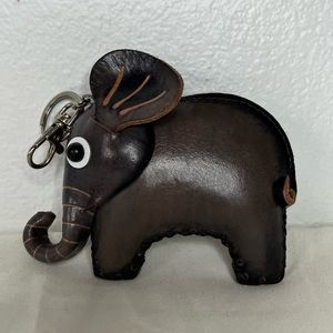 Handmade Leather Elephant Coin Purse Keychain